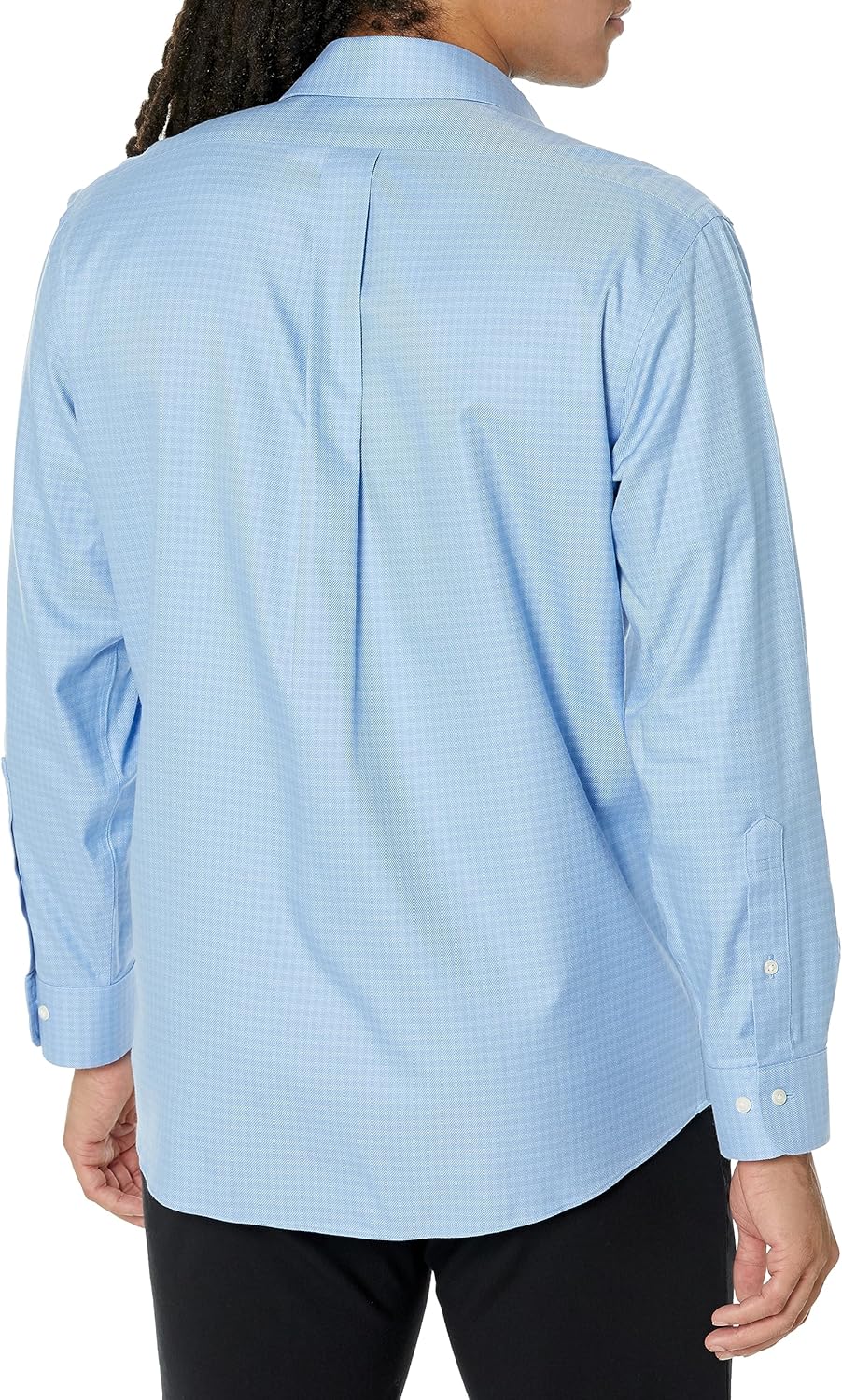 men Non-Iron Stretch Dobby Spread Collar Check Dress Shirt - Image 2